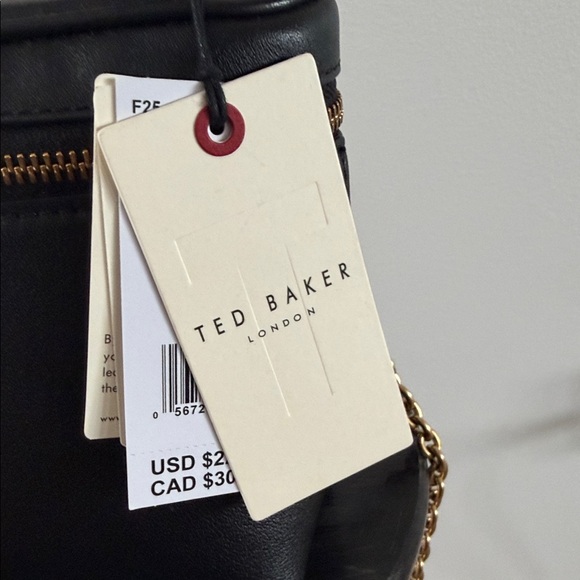 Ted Baker Black TIA Mini Zip Top Handle Crossbody Bag with Gold Accents - Picture 2 of 12